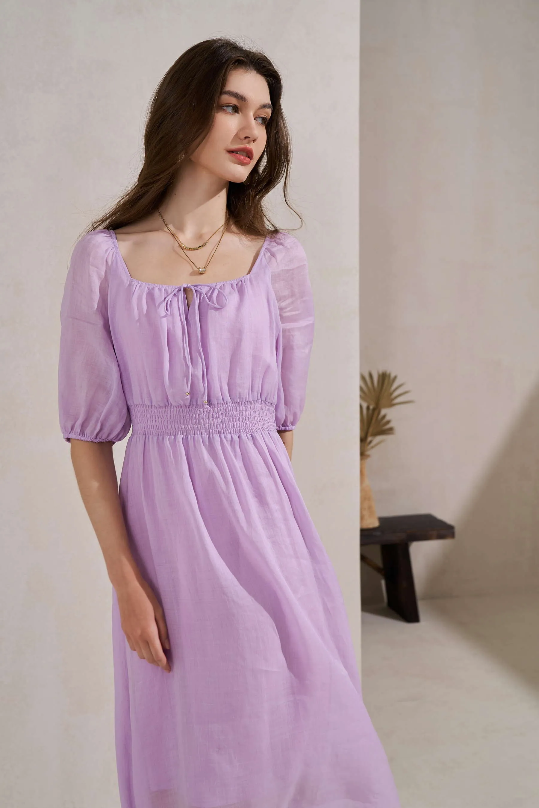 GDS Isla Linen Long Dress | Winson Orchid