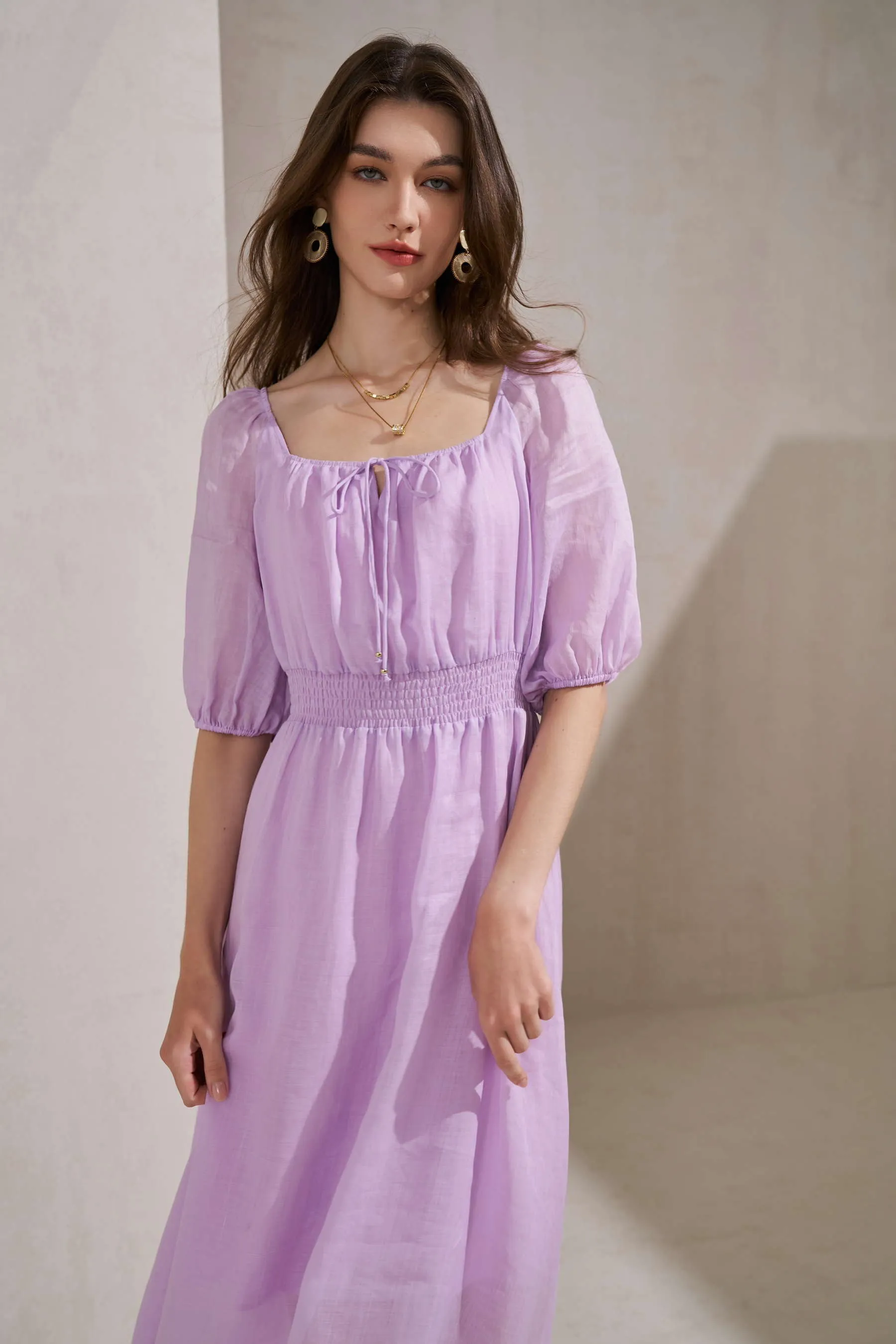 GDS Isla Linen Long Dress | Winson Orchid