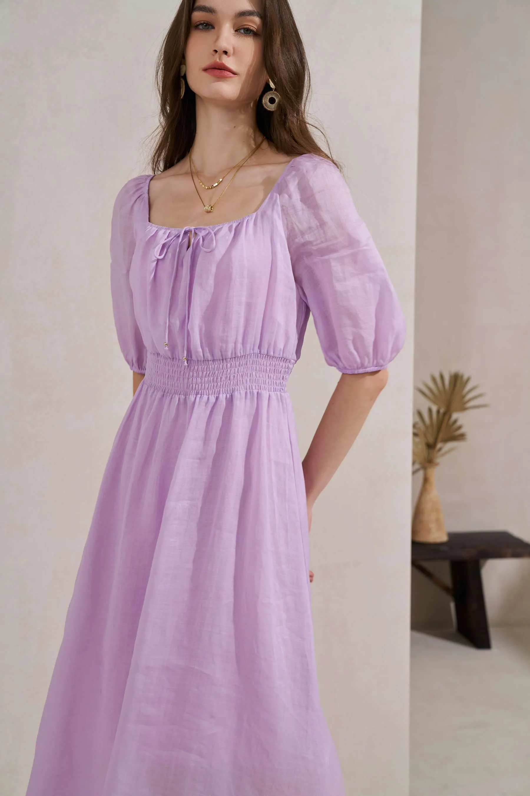 GDS Isla Linen Long Dress | Winson Orchid