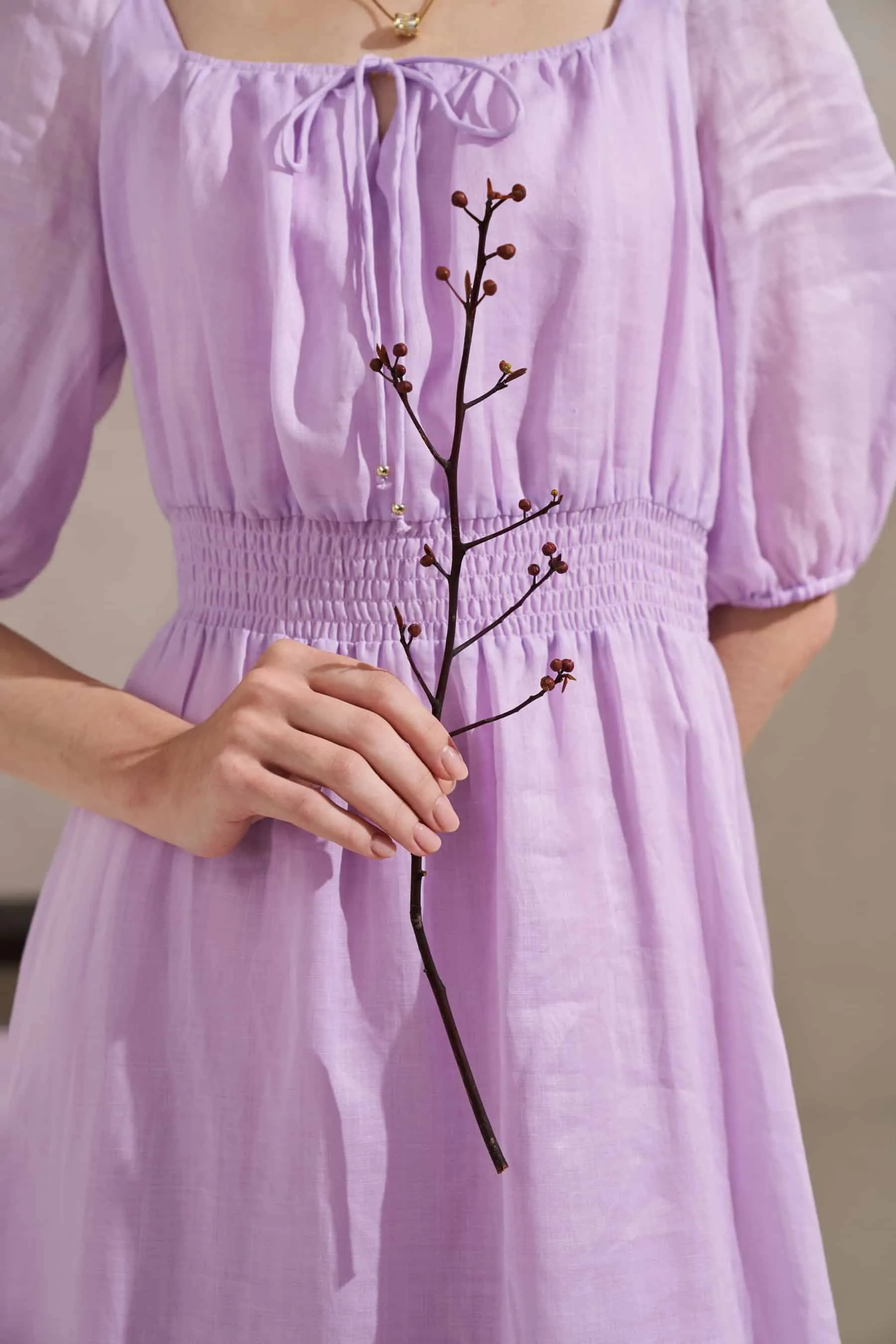 GDS Isla Linen Long Dress | Winson Orchid