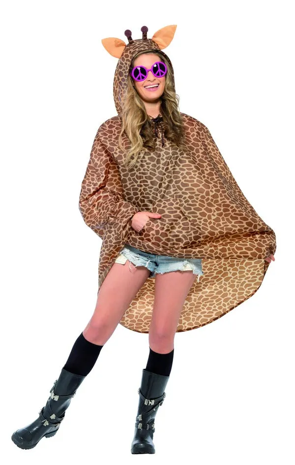 Giraffe Party Poncho, Brown