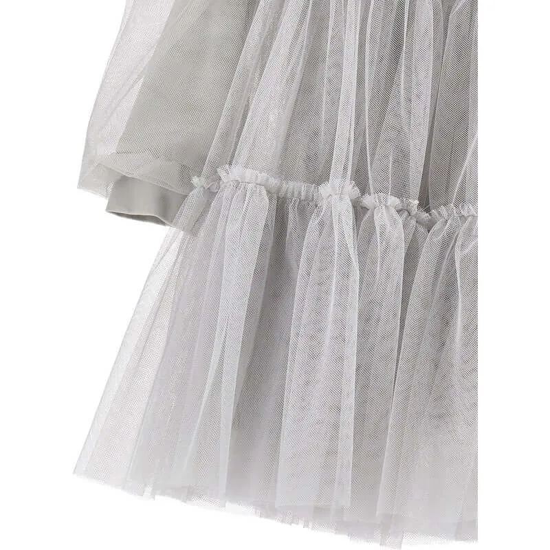 Girls Grey Tulle Dress