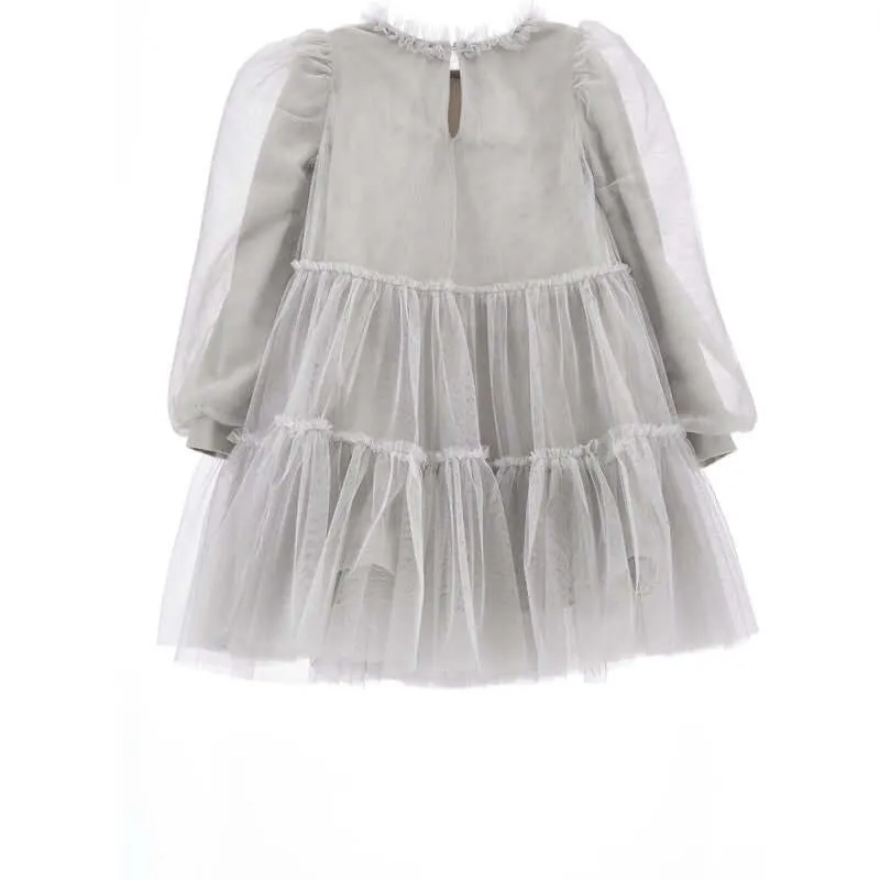 Girls Grey Tulle Dress