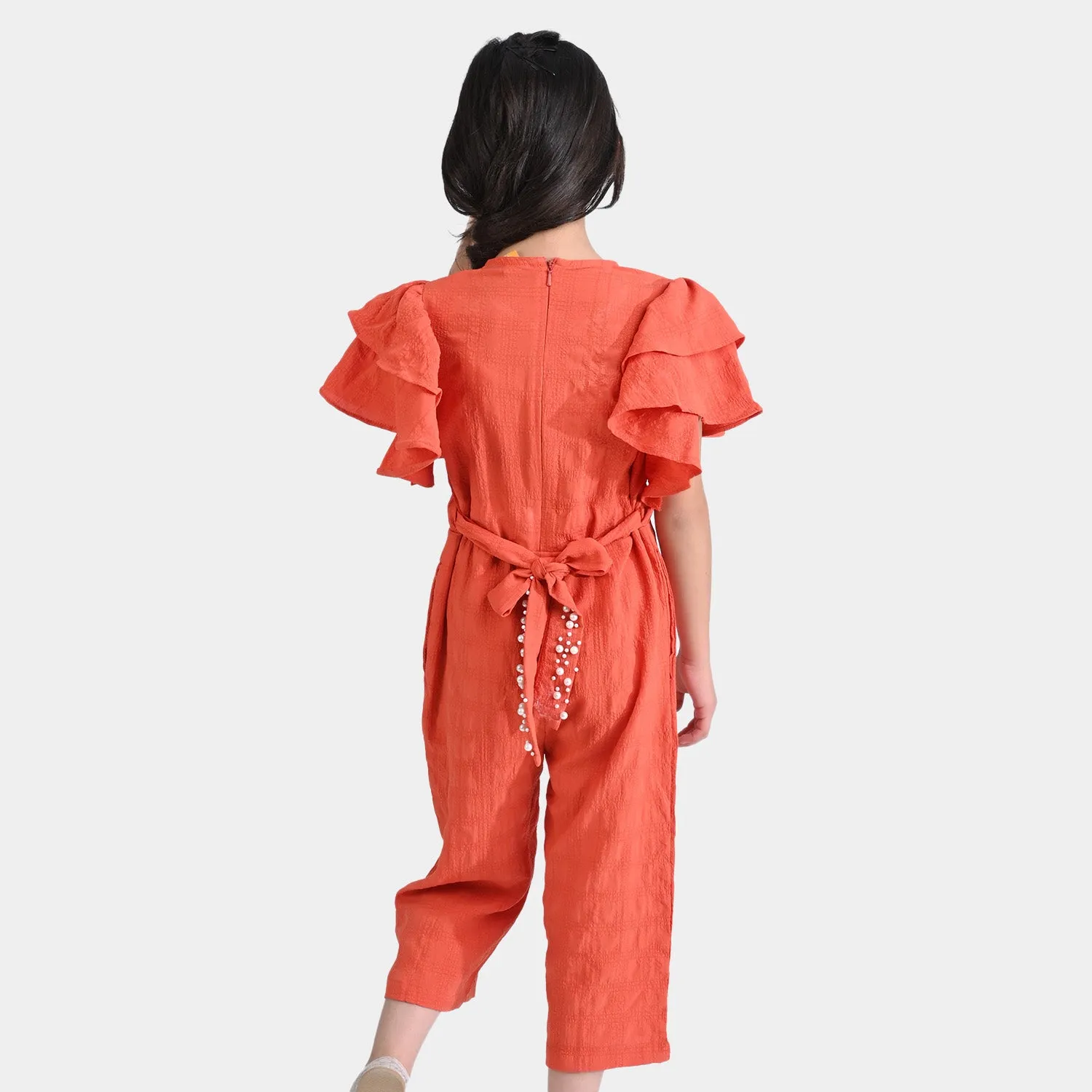 Girls Poly Cotton Jumpsuit Glory- Dark ORANGE