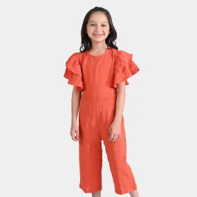 Girls Poly Cotton Jumpsuit Glory- Dark ORANGE