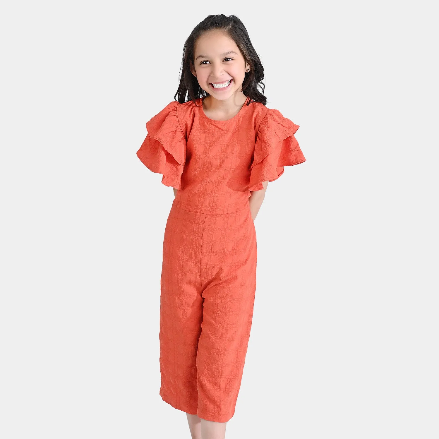 Girls Poly Cotton Jumpsuit Glory- Dark ORANGE