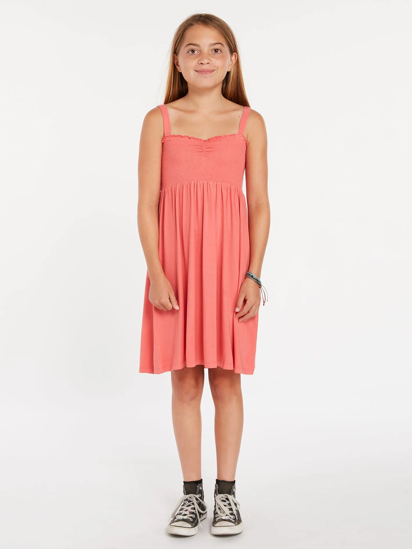 Girls Swingin Summer Dress - Electric Coral