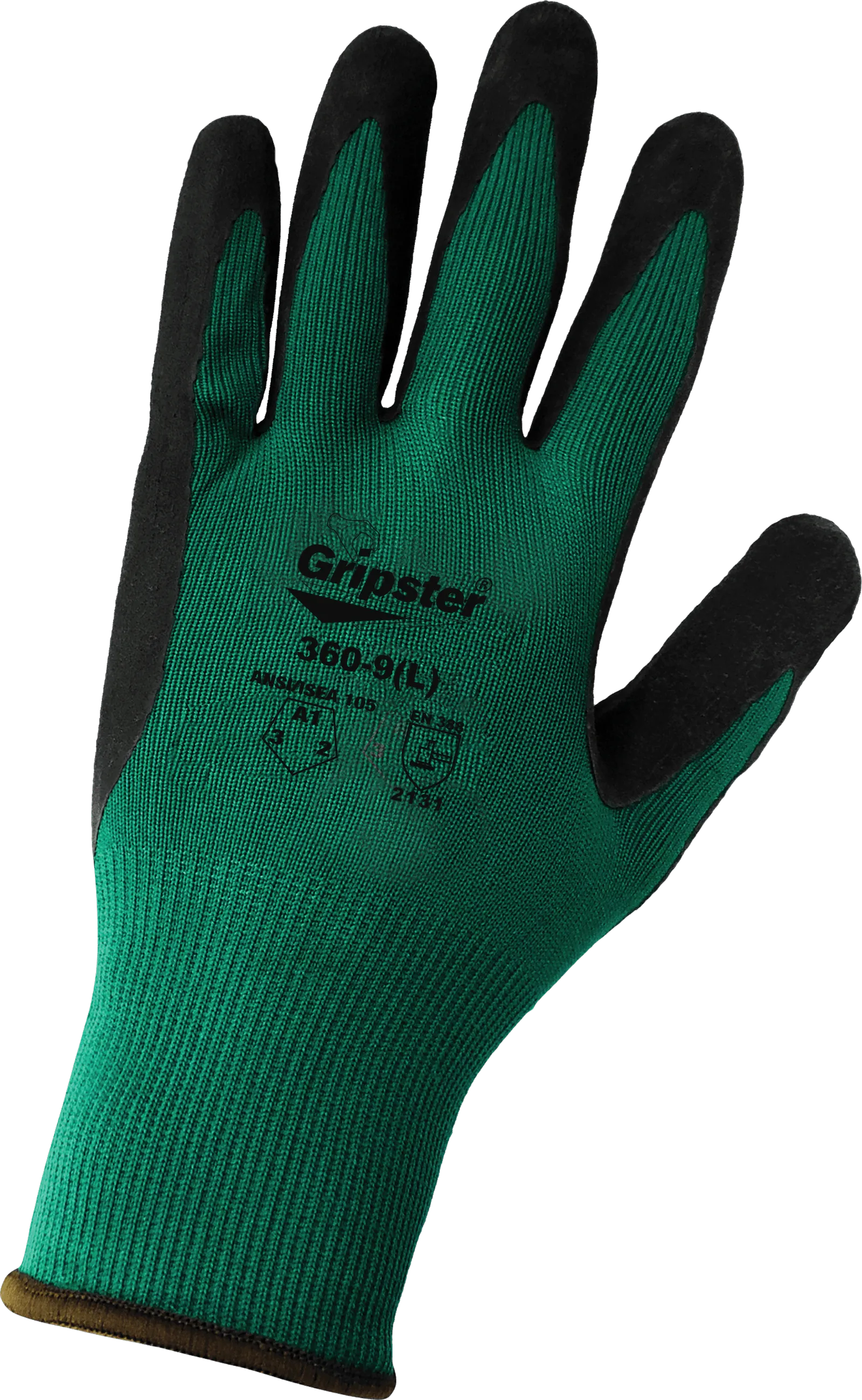 Global Glove Gripster Black Foam Rubber Coated Multi-Purpose Gloves - Black and Green