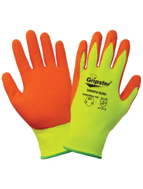 Global Glove Gripster Rubber Coated High-Visibility Orange Gloves with Cut Abrasion - Yellow/Orange