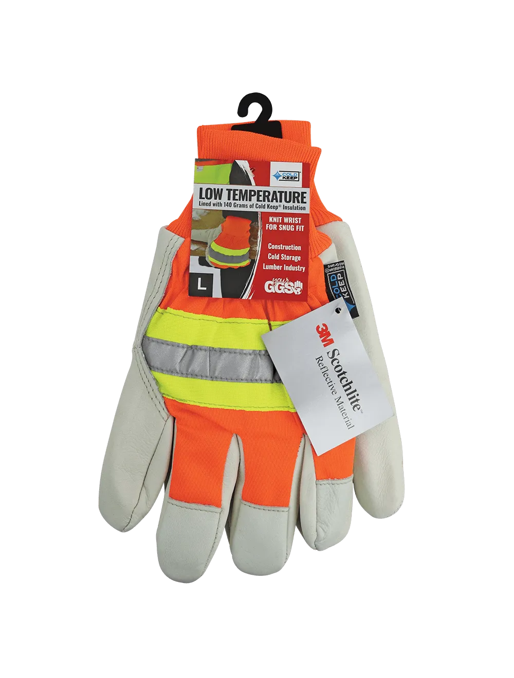 Global Glove High-Visibility Standard-Grade Cowhide Leather Insulated Gloves with Knit Wrist