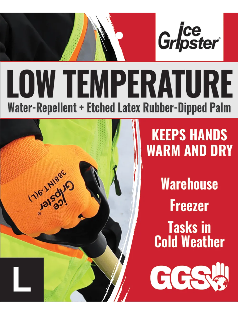 Global Glove Ice Gripster Etched Rubber Coated Gloves