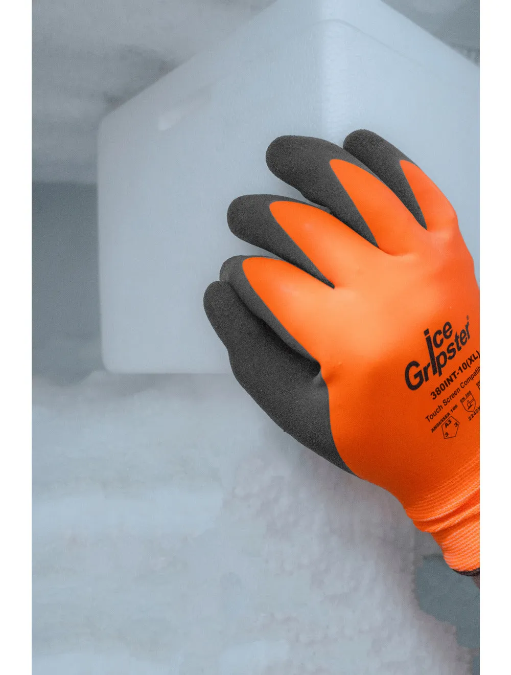 Global Glove Ice Gripster High-Visibility Double-Coated Low Temperature Touch Screen Glove - Orange & Gray