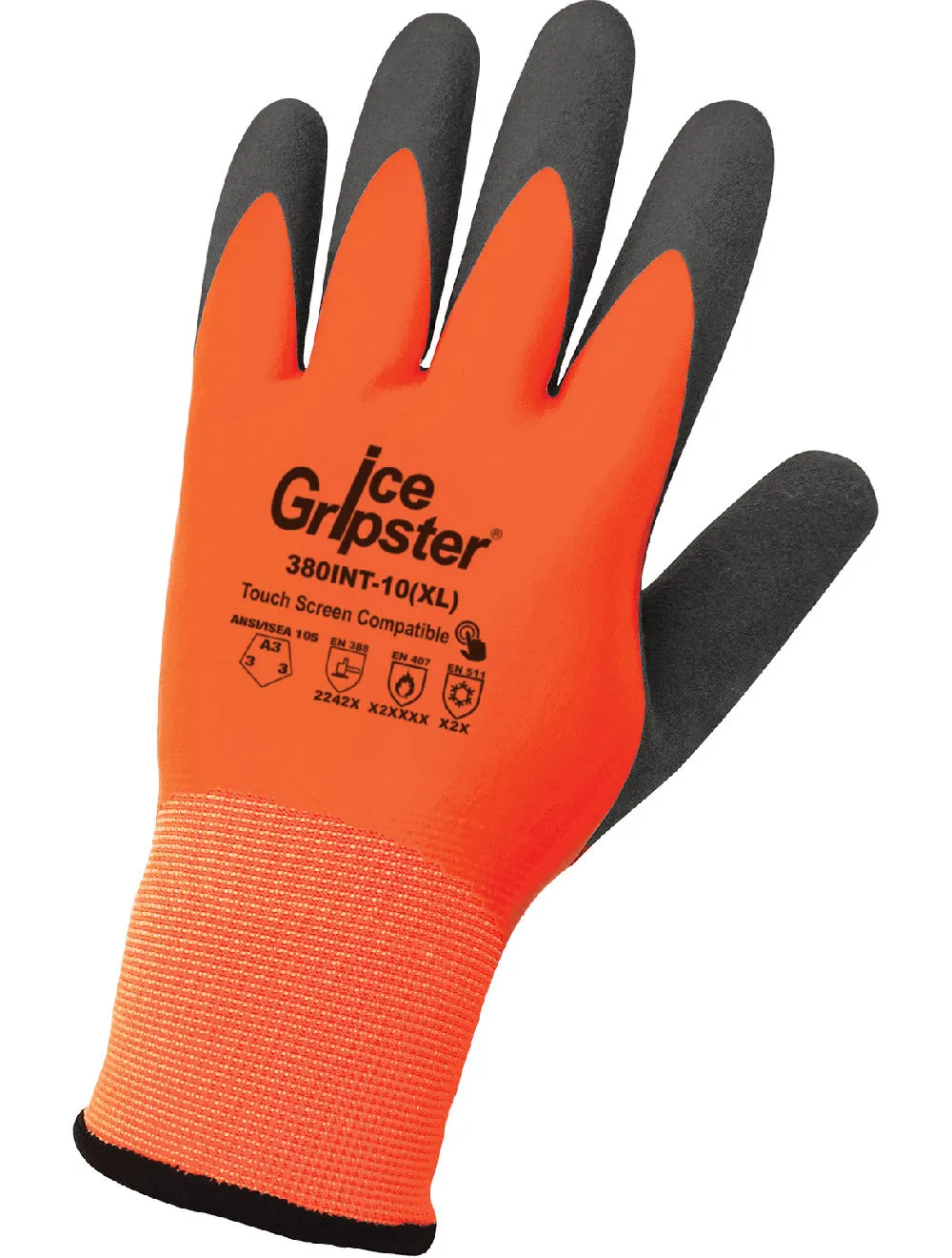 Global Glove Ice Gripster High-Visibility Double-Coated Low Temperature Touch Screen Glove - Orange & Gray