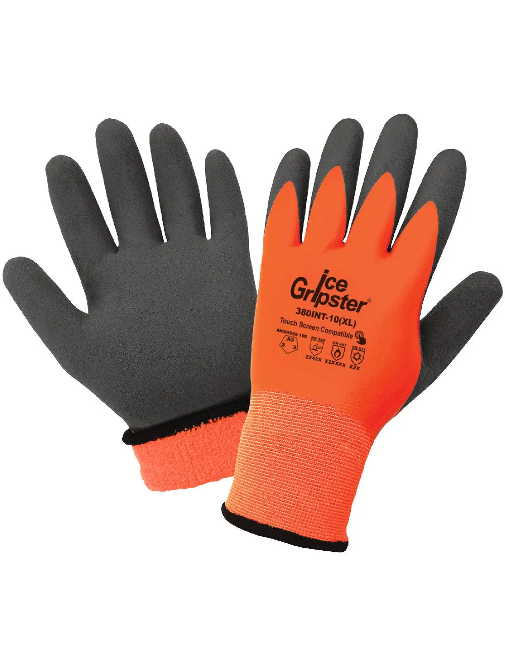 Global Glove Ice Gripster High-Visibility Double-Coated Low Temperature Touch Screen Glove - Orange & Gray