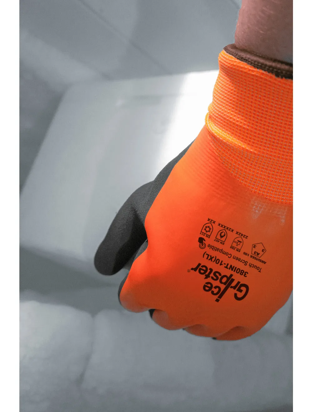 Global Glove Ice Gripster High-Visibility Double-Coated Low Temperature Touch Screen Glove - Orange & Gray