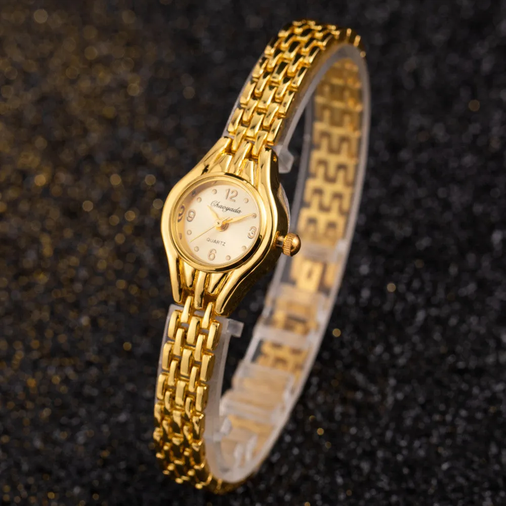 Goldentone Steel Strap Sophisticated Watch for Stylish Women