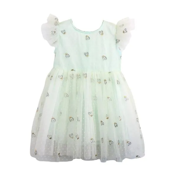 Green Hearts Embroidery Dress