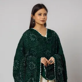 Green - Kutch Bandhani Tie-Dye Modal Silk Dupatta