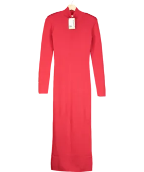 H&M Red Rib-knit Maxi Dress UK XS