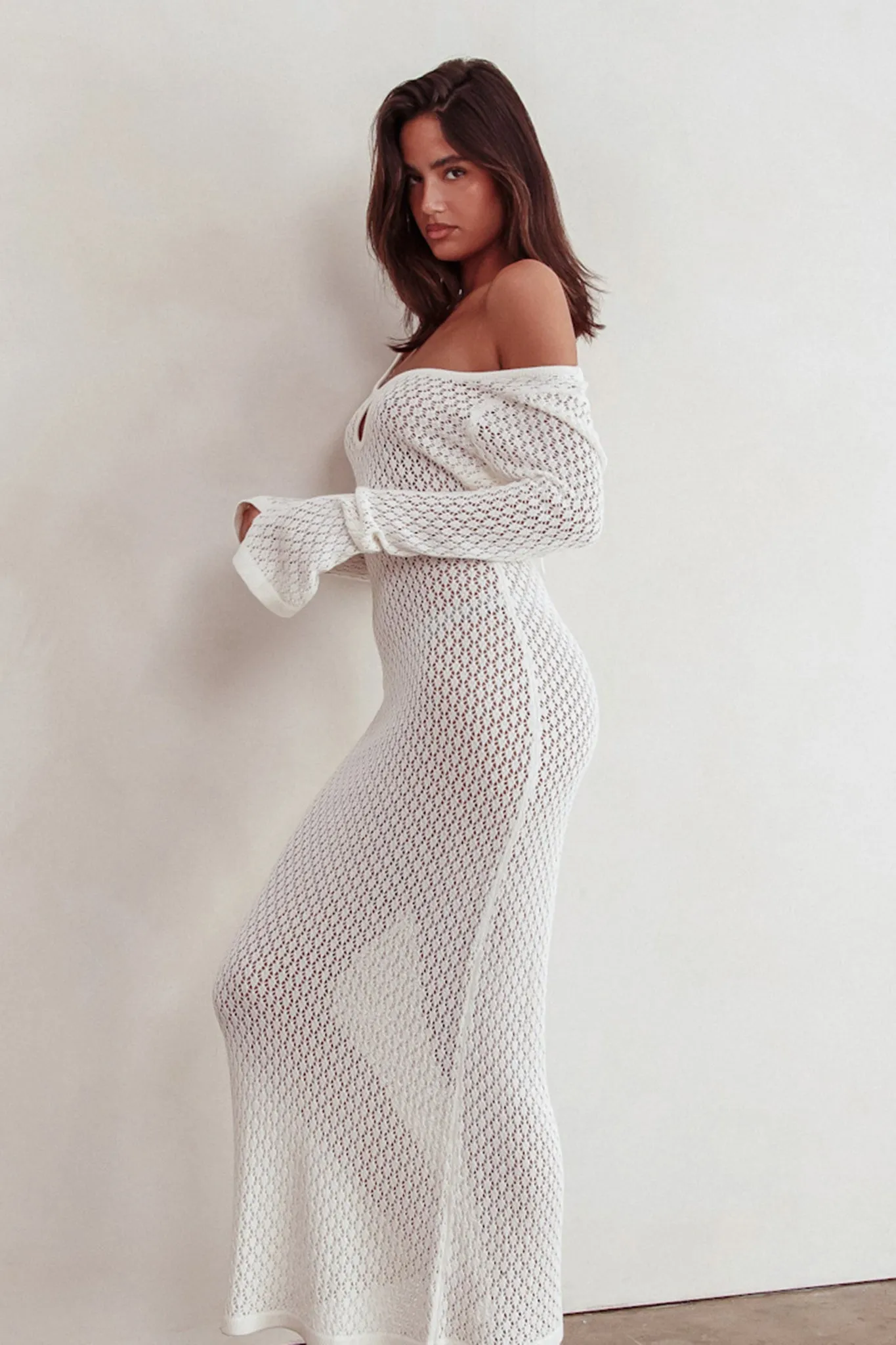 Hold My Heart Knit Maxi Dress Off White