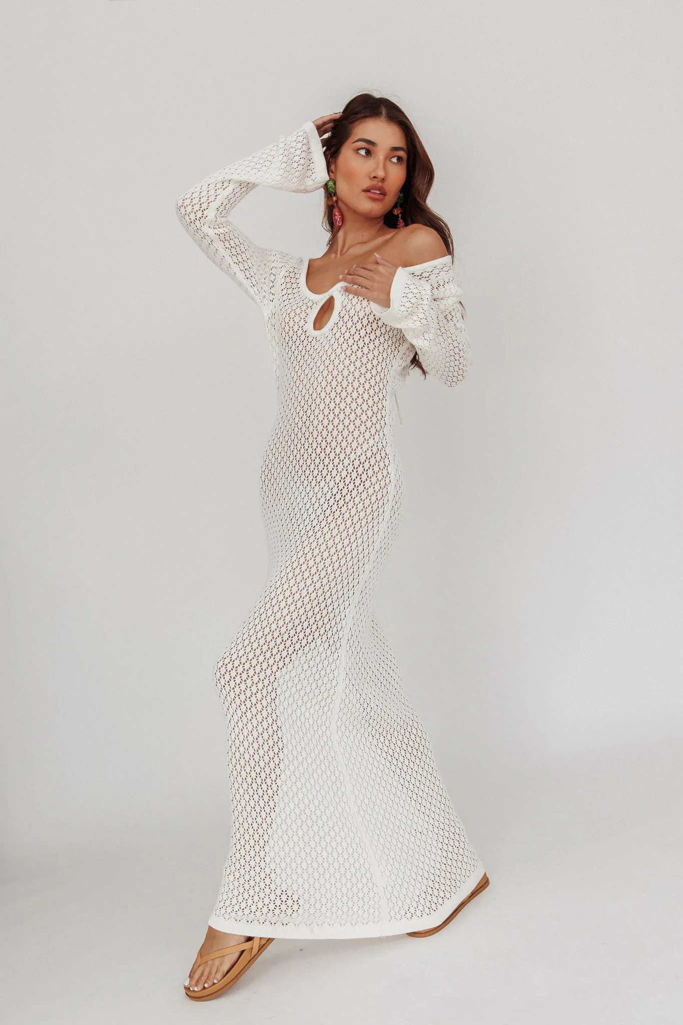 Hold My Heart Knit Maxi Dress Off White