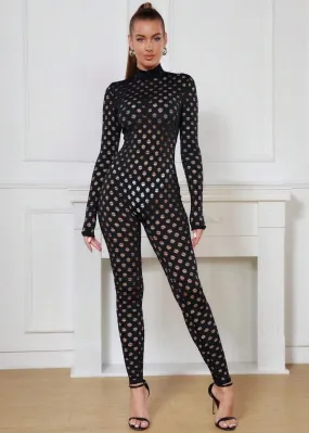 Hollow Out Long Sleeved Unitard Jumpsuit