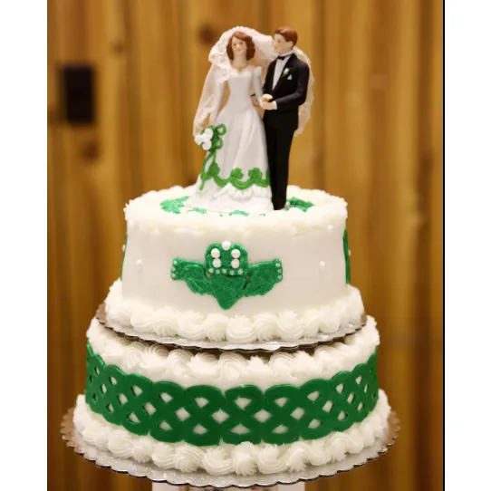 Irish Bride and Groom Shamrock Accent Wedding Cake Topper Figurine