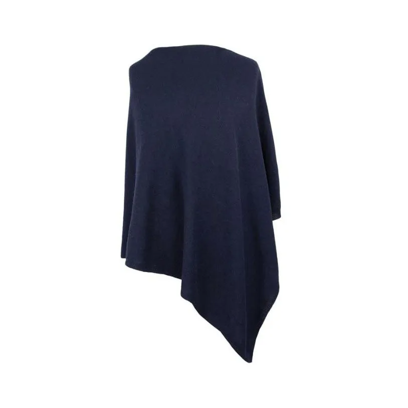 Italian Wool/Cashmere Mix Midnight Blue Poncho from Cadenza