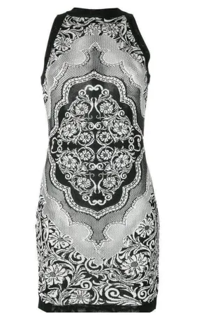 Jacquard Lace Print Mini Dress