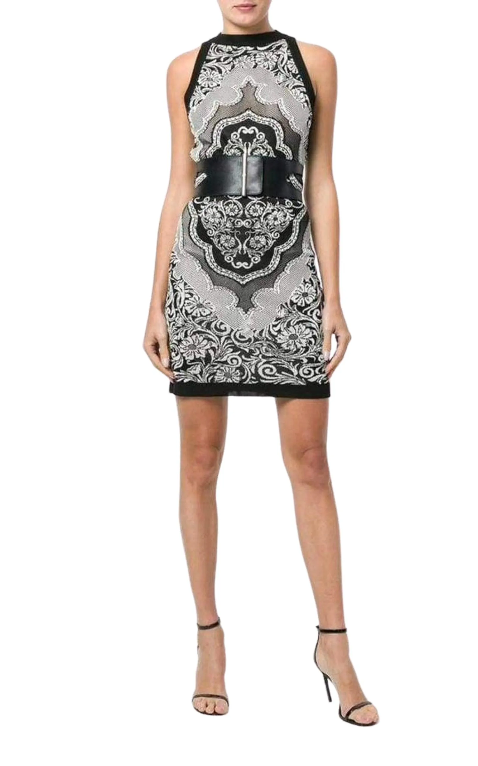 Jacquard Lace Print Mini Dress