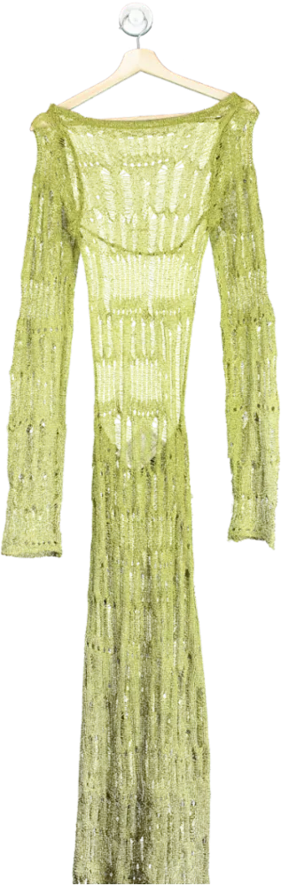 Jaded Lime Green Knit Long Sleeve Maxi Dress XS