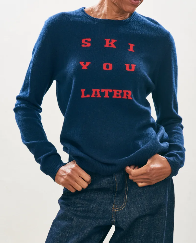 Jumper1234 Ski You Later Navy Crew Knit