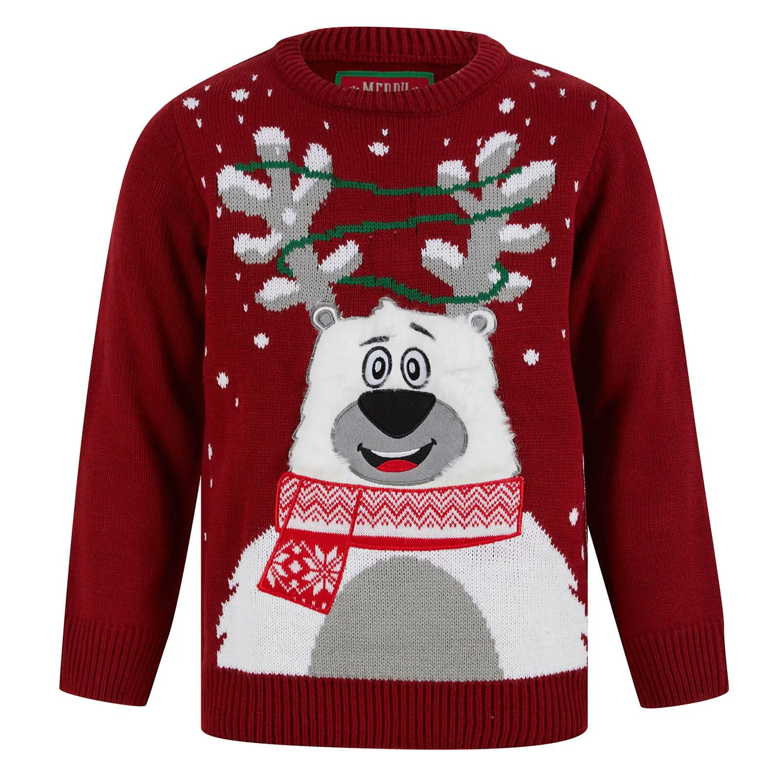 Kids LED Fluffy Polar Bear Christmas Jumper Light Up