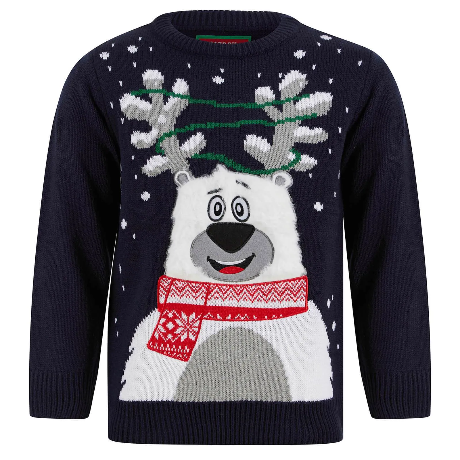 Kids LED Fluffy Polar Bear Christmas Jumper Light Up