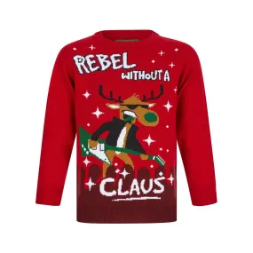 Kids Rebel Without A Claus Christmas Jumper