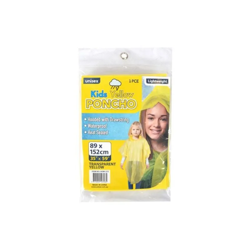 Kids Yellow Heavy Duty Poncho