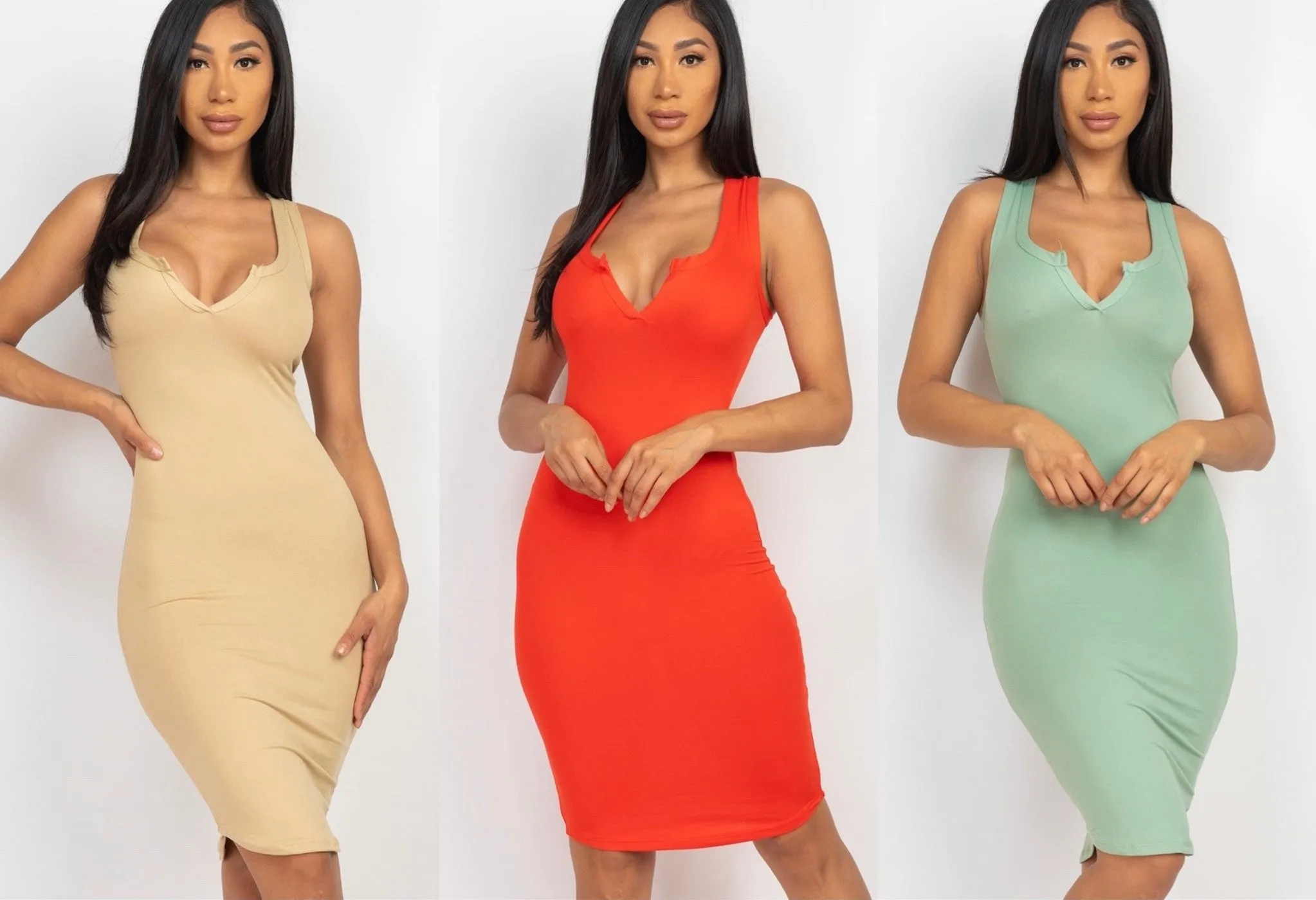 Knee Length V-Neck Tank Dress