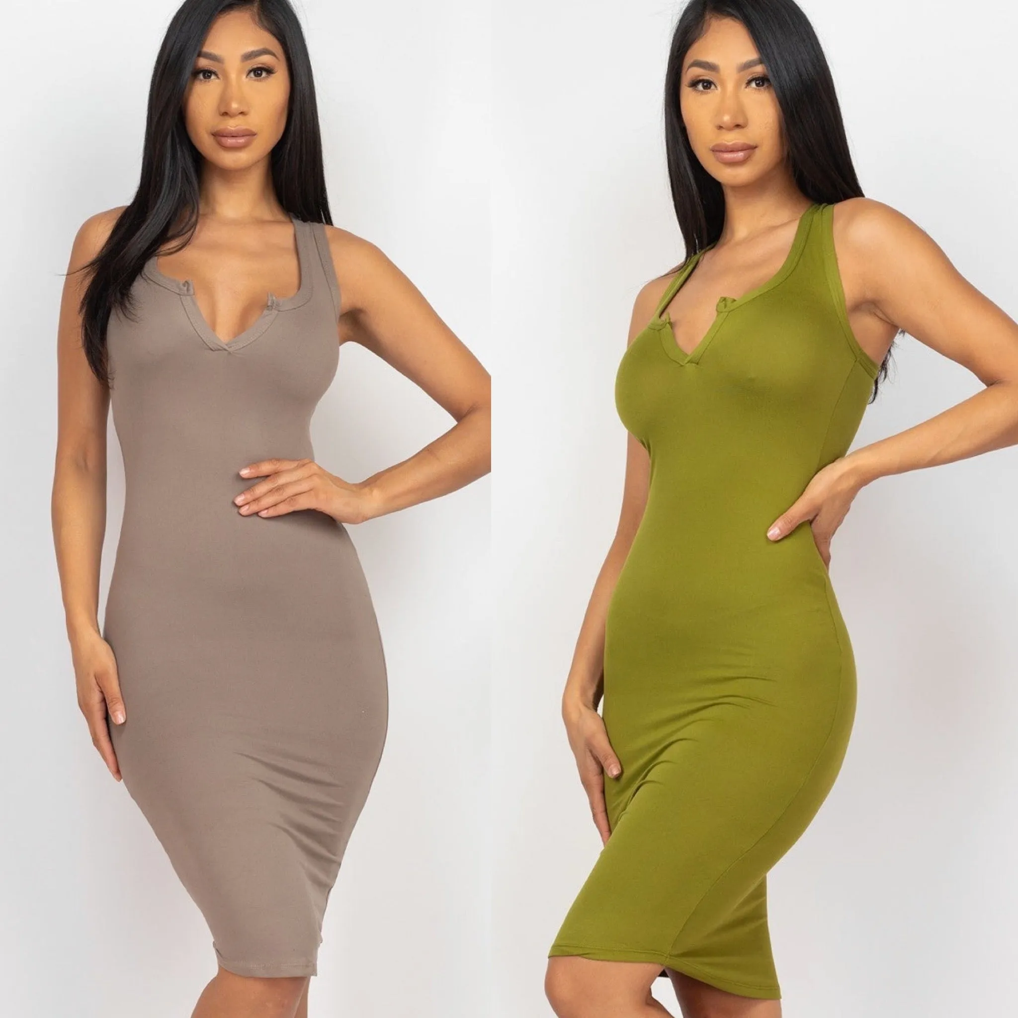 Knee Length V-Neck Tank Dress