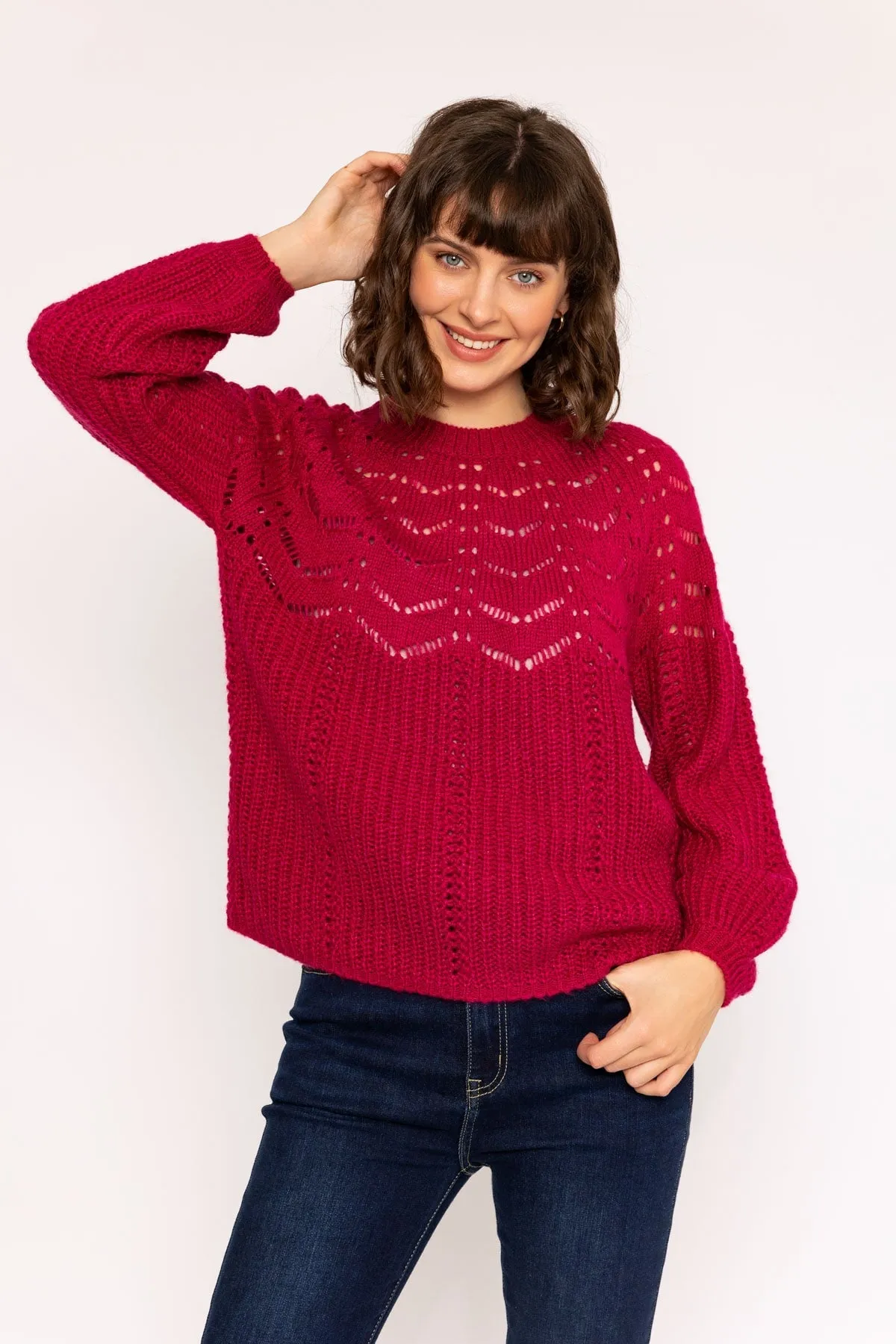 Knit Jumper with Bell Sleeves in Pink