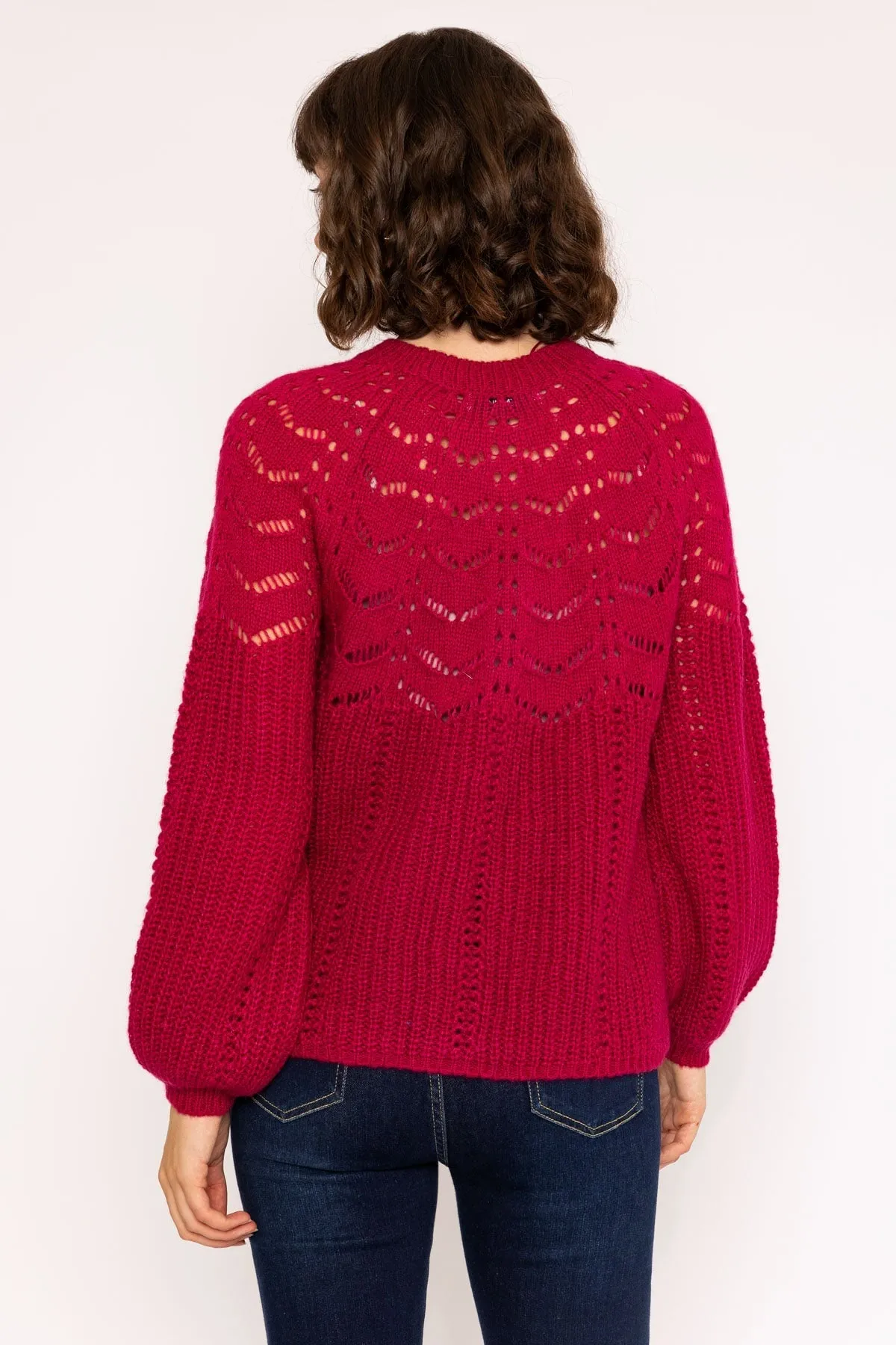 Knit Jumper with Bell Sleeves in Pink