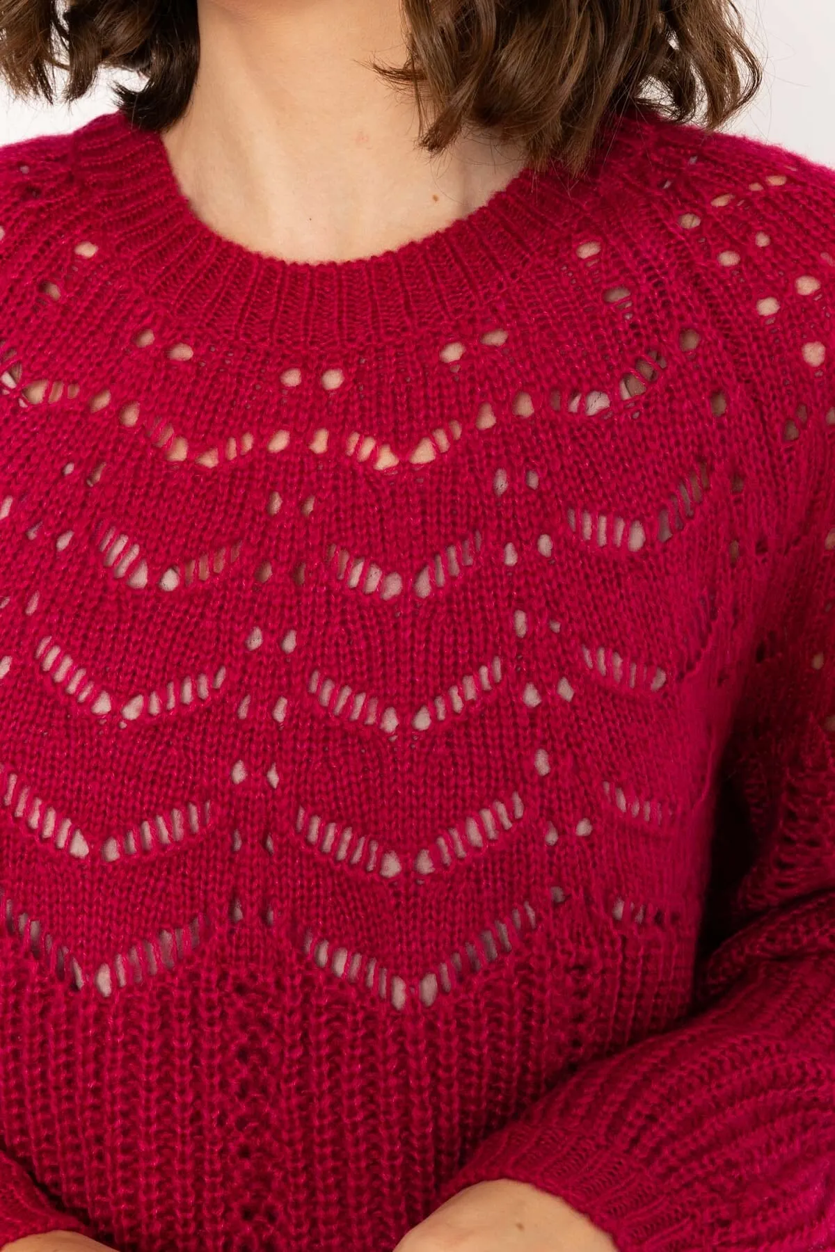 Knit Jumper with Bell Sleeves in Pink