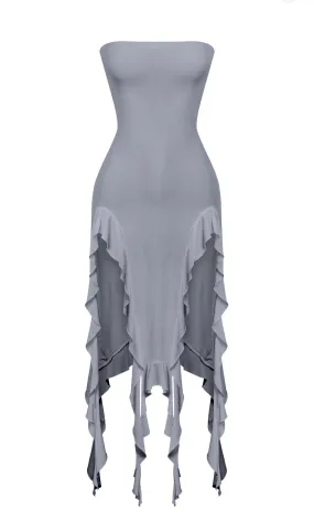 Kylie Strapless Mini Ruffled Asymmetrical Dress