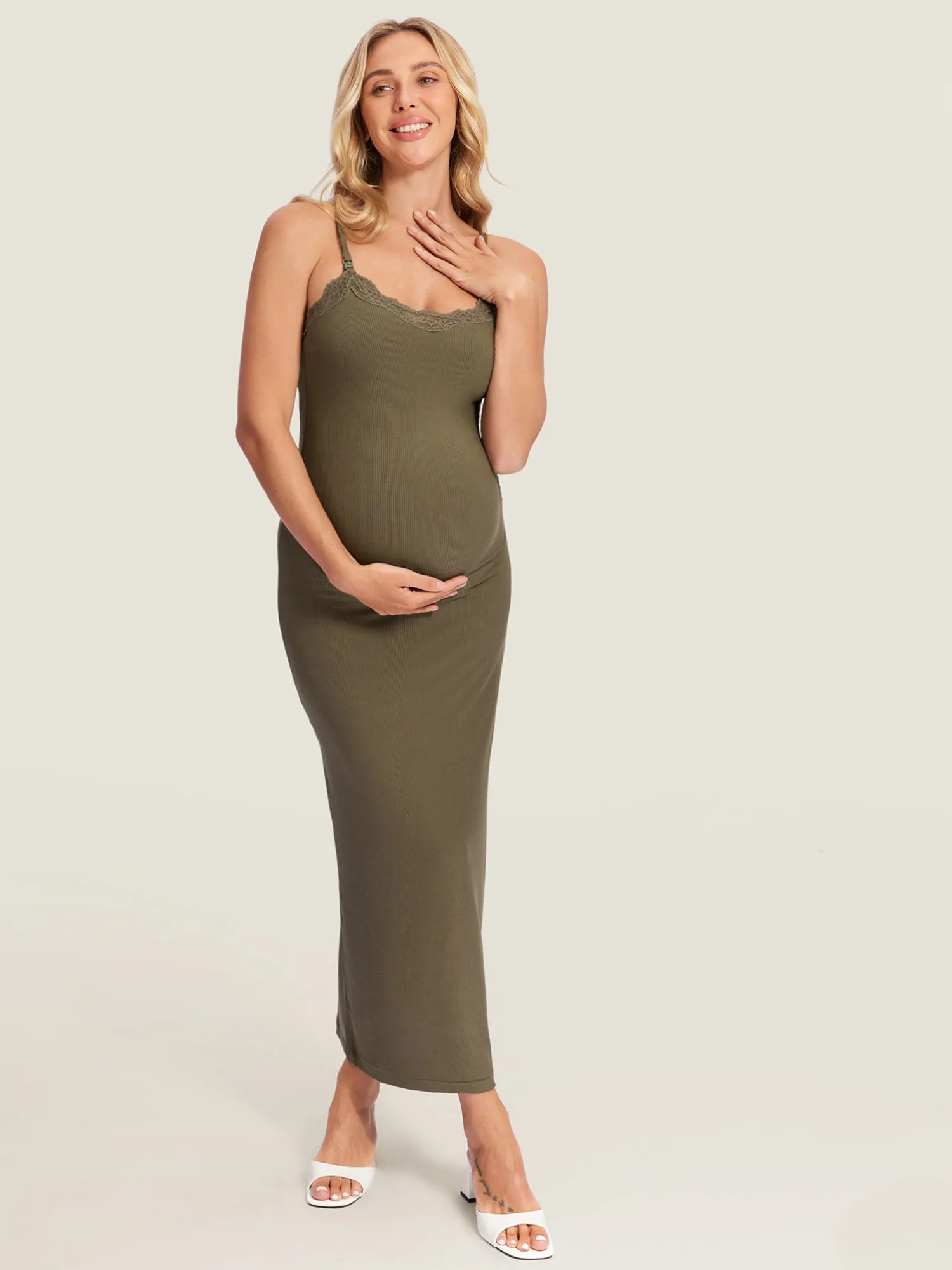 Lacy Ribbed Maternity & Nursing Dress