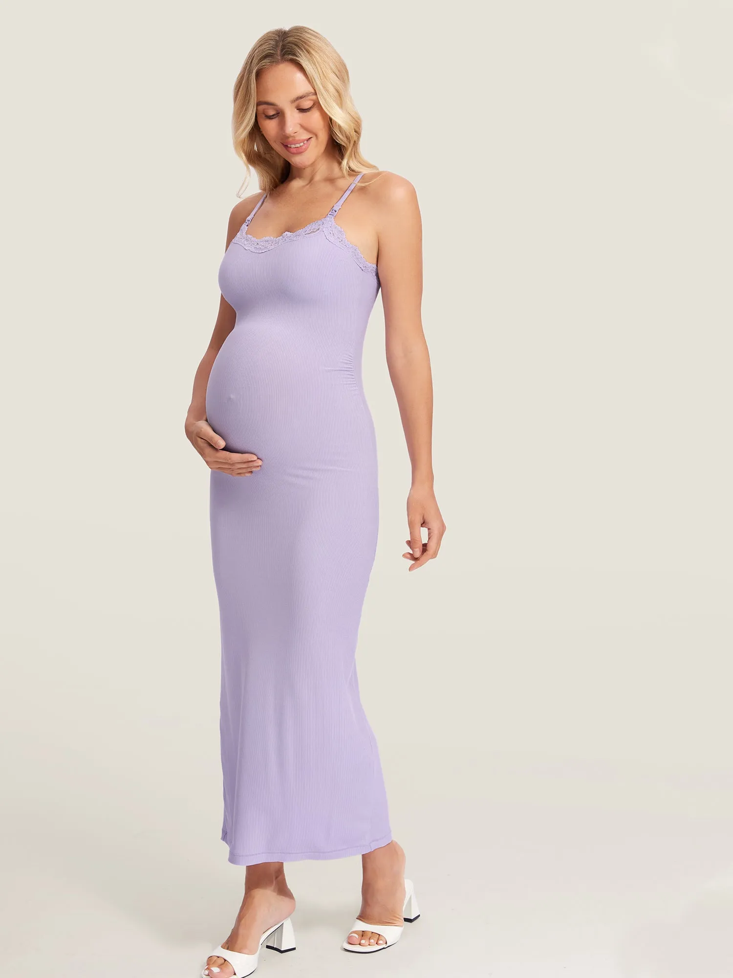 Lacy Ribbed Maternity & Nursing Dress