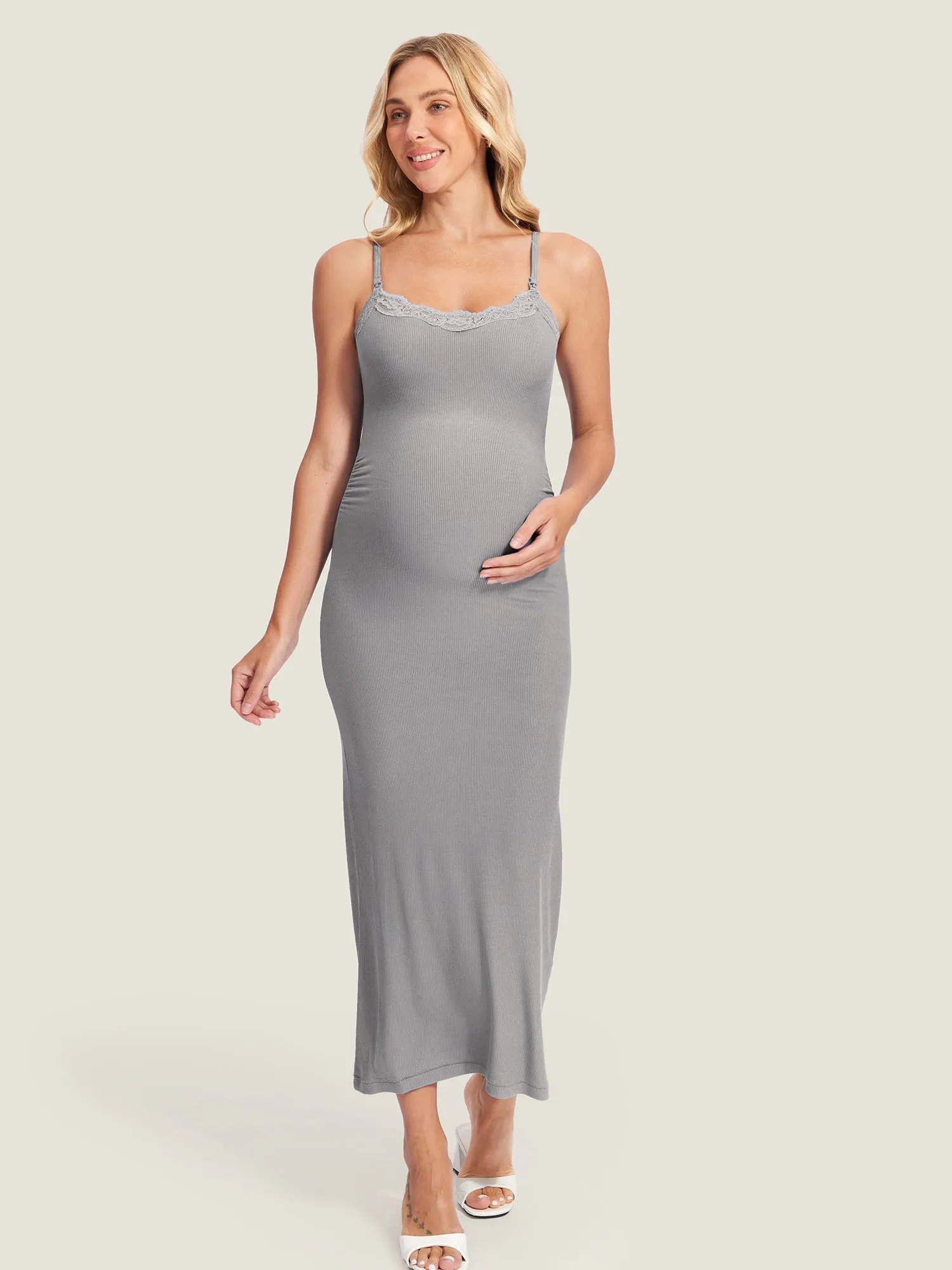 Lacy Ribbed Maternity & Nursing Dress