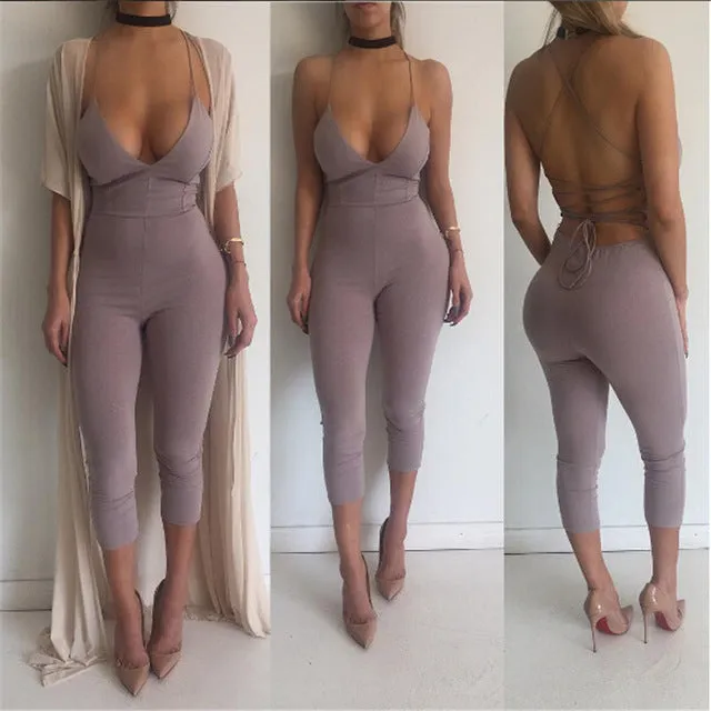 Ladies strappy back bodycon jumpsuit romper