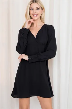 Let's Go Out Black V Neck Dress