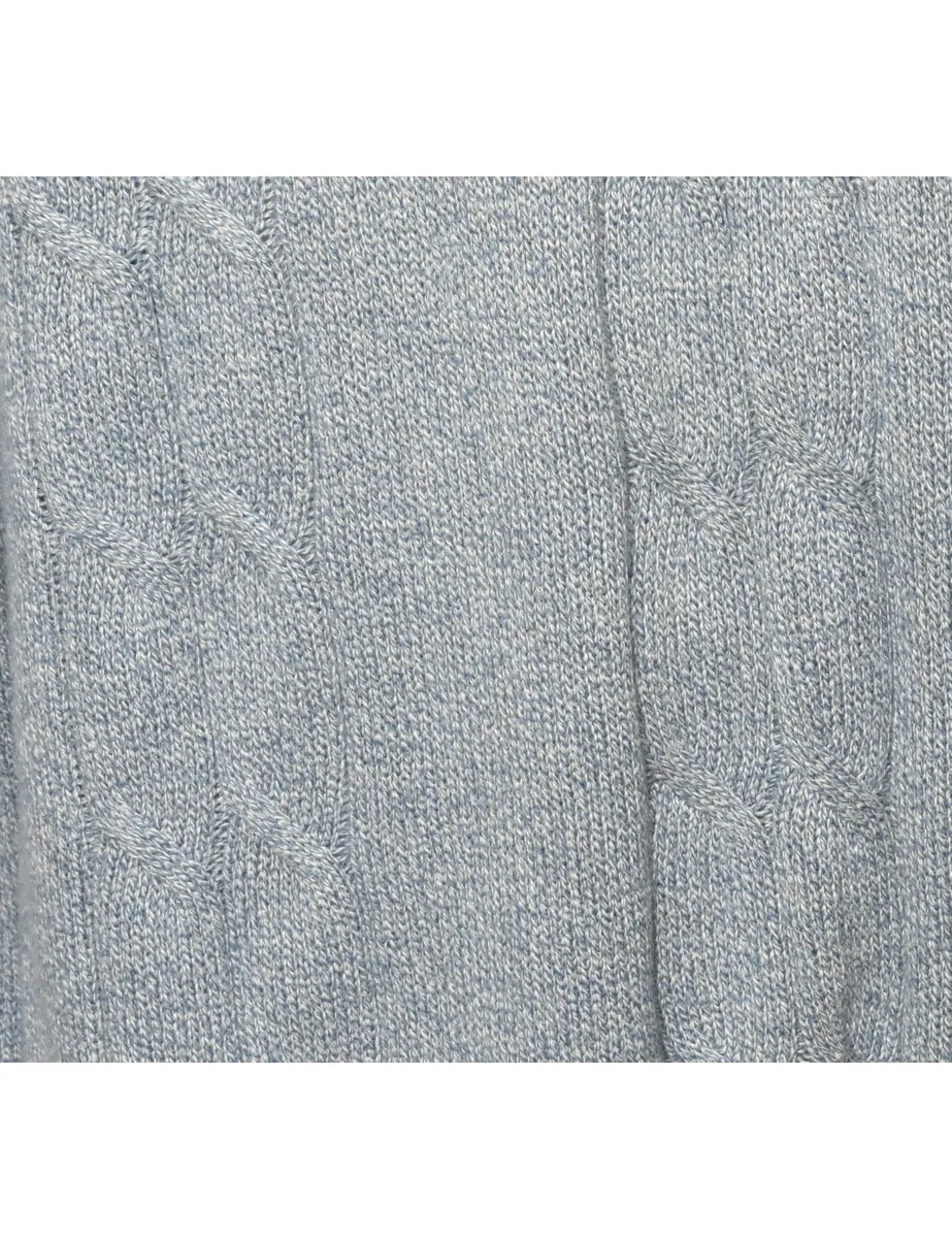 Light Blue Cable Knit Jumper - L