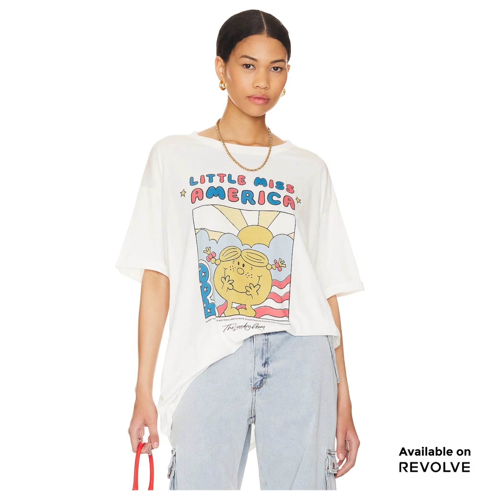 Little Miss America - Oversized Tee - White