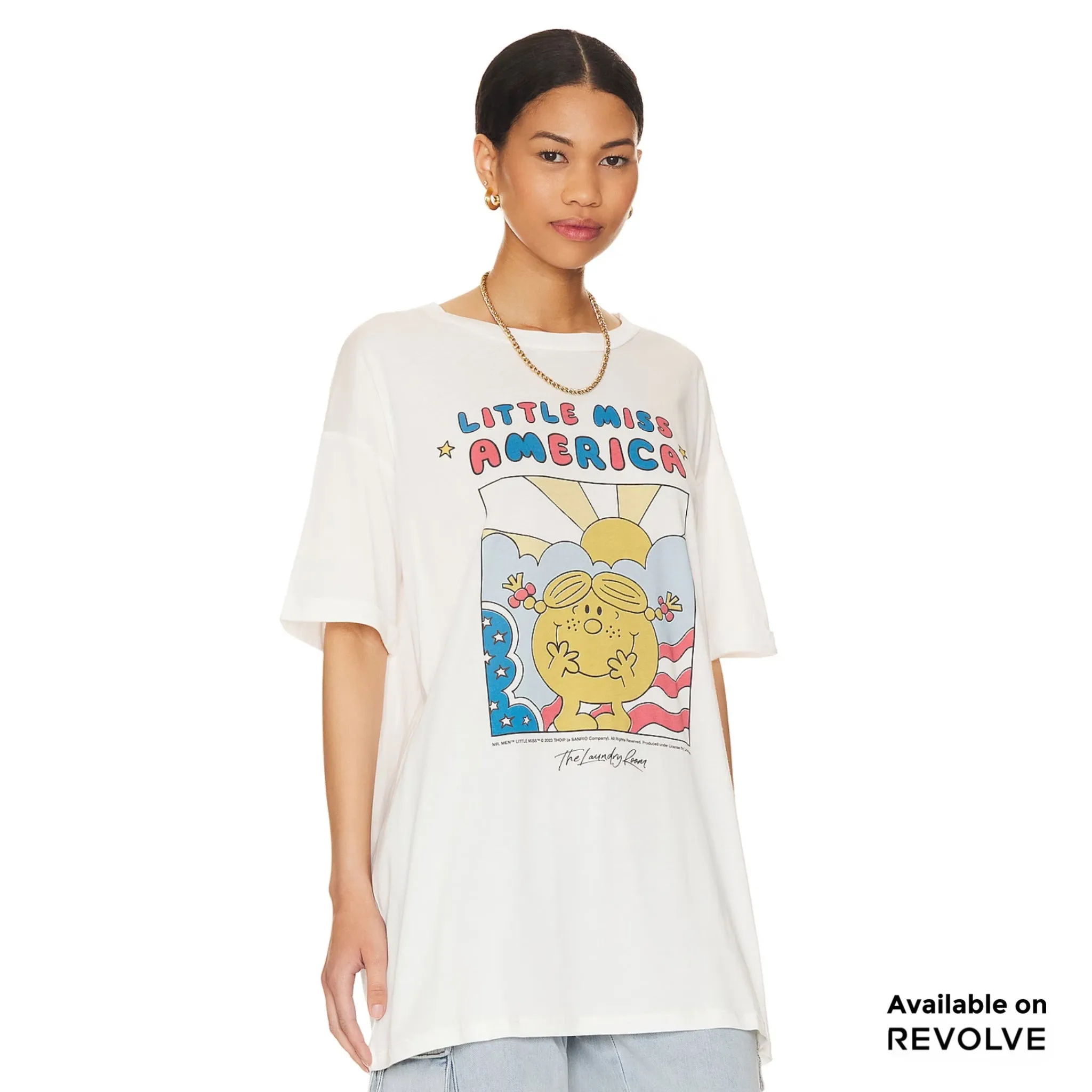 Little Miss America - Oversized Tee - White